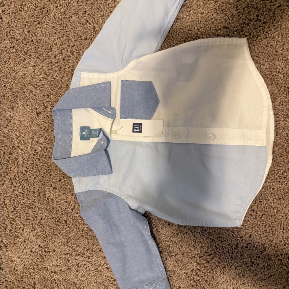 GAP Factory Kids Button Down Shirt - Blue and White